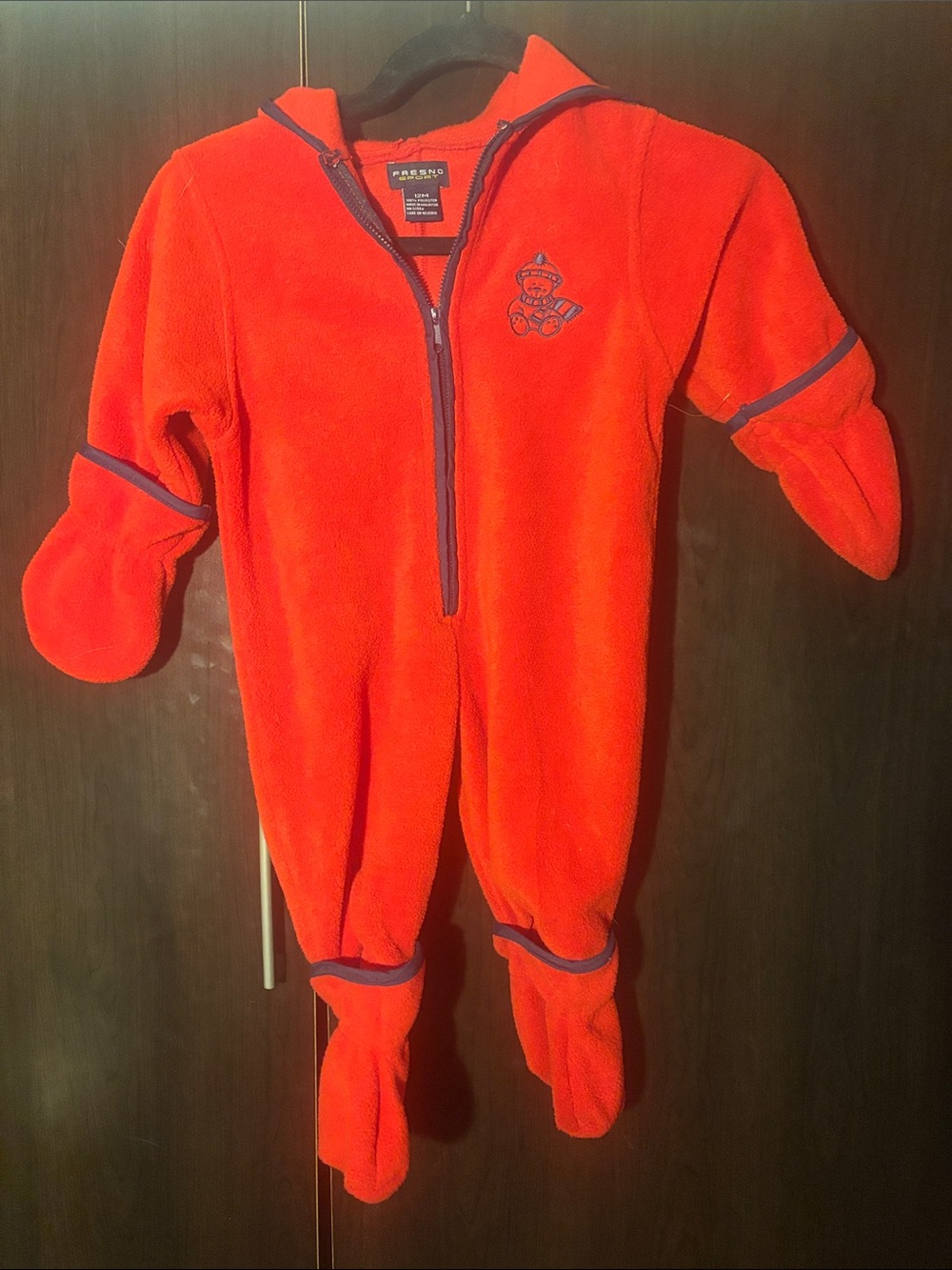 Cozy Orange Teddy Fleece Baby Footed One-Piece by Unknown Brand